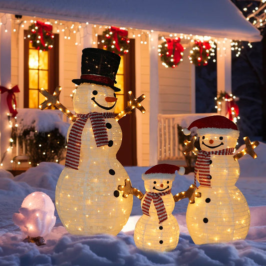 Gutierrez 3 Piece Snowman Family Christmas Lighted Display Set