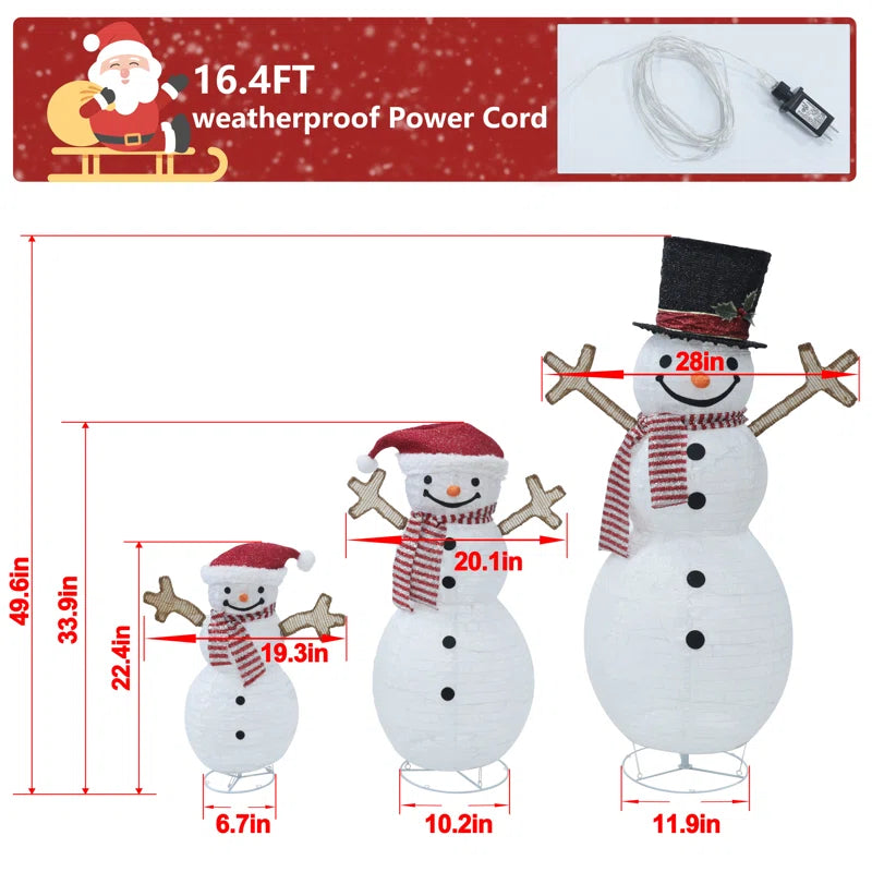 Gutierrez 3 Piece Snowman Family Christmas Lighted Display Set